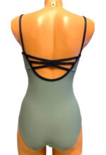 Body lycra opaca army con intrecci neri a contrasto - immagine 2